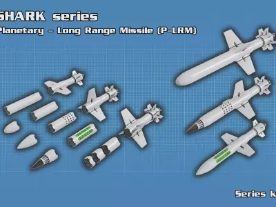 Sci Fi Missile Shark series Kit Low-poly 3D model
