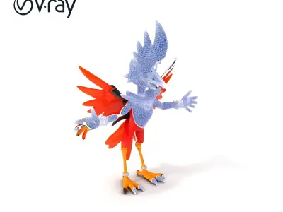 Flamewing the Vibrant Avian Guardian D Character Model Low-poly 3D model