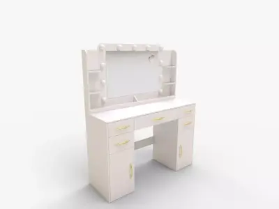 Makeup Vanity Desk With Mirror and Lights Models Settings 3D model