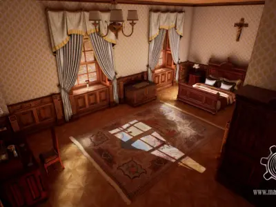 Victorian bedroom interior 3D model