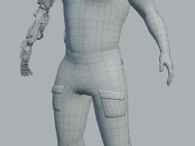 Cyborg character Low-poly 3D model