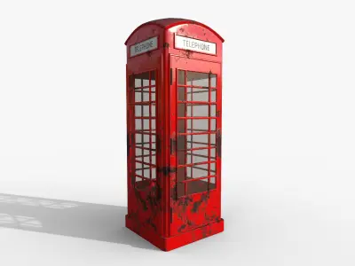 Telephone Booth Low-poly 3D model shop