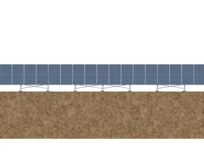 Lowpoly Ground Mounted Solar Panels-23 Rows of PV Modules Low-poly 3D model