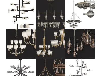 Chandeliers 3d models Collection 10 models Low-poly 3D model 2