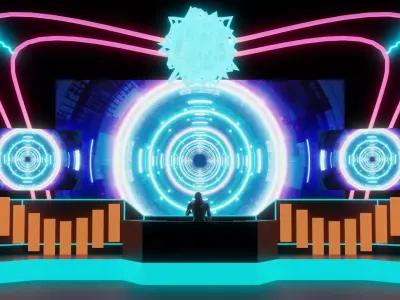 Sci-Fi Themed EDM Stage 3D Model 3D model
