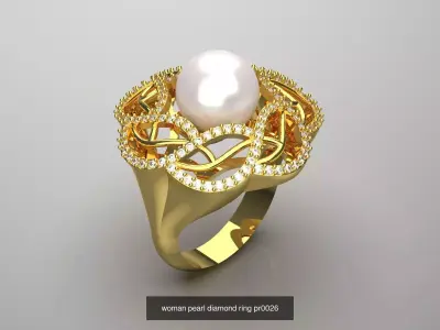 Regal Pearl Dome Luxury Pearl Ring Collection 3D Model Pack