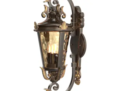 Marseille Rustic Industrial Outdoor Wall Light 3D model