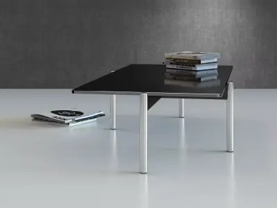 DS-21-91 table with glass top and stainless steel legs 3D model