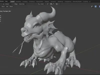 Monster Sci-fi Dragon for your games and animation Low-poly 3D model