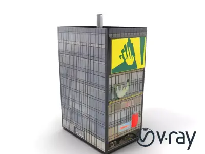 Reflective Skyscraper with Neon Panels model pack Low-poly 3D model