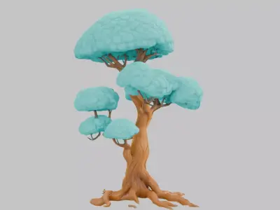 Whimsical Azure Tree Low-poly 3D model
