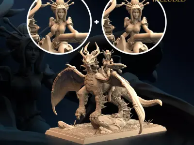 Oriental Dragon Empress of the Jade Breeze Nude and Normal 3D print model