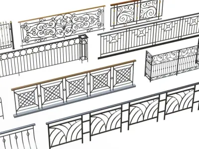 Hand rail fence 3d model wroguht 3D model