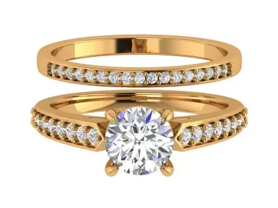 Round Diamond Engagement Ring 3D print model shop