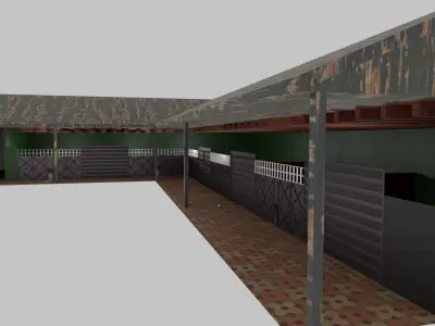 Horse Stable Low-poly 3D model