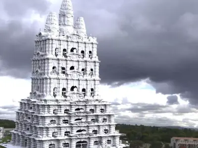 Fantasy architecture Mayan temple with stones  1 3D 3D model