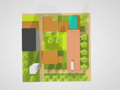 Andscaping around public building Free 3D model
