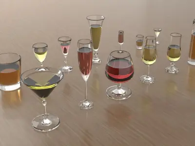 Wine glasses 3D model