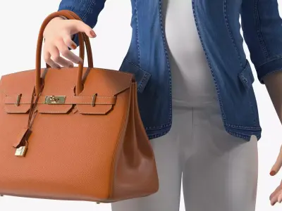 Asian Street Fashion Woman with Hermes Birkin Bag 3D model