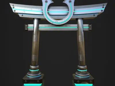 Japanese Tori gate Sci-Fi Low-poly 3D model