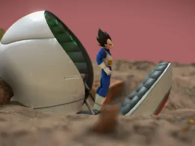 Saiyans Attack Ball Renderable fan art Low-poly 3D model