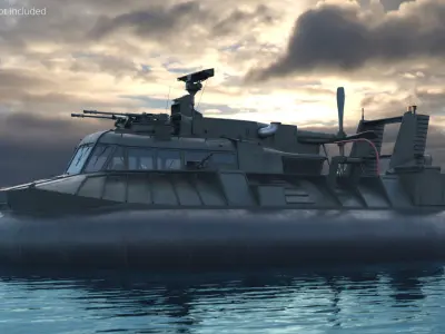 Amphibious Military Hovercraft on Water 