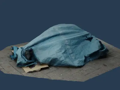 RAW 3D Scan - Rubbish tarp trash burlap canvas environment asset 3D model