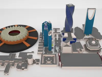 Riyadh City Landmark Buildings 3D Models Low-poly 3D model