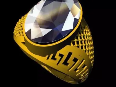 oval stone men ring 3dm file 3D print model