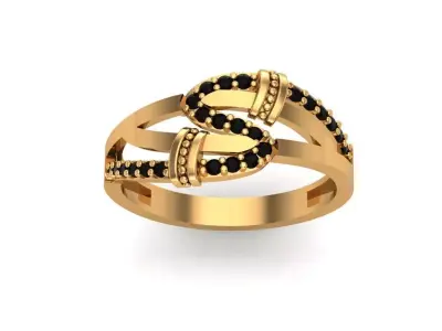 Jewelry gold ring with diamonds 3D print model