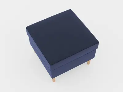 Seamed Fabric Square Ottoman 3D model