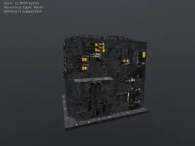 3D Greeble Buildings Low-poly 3D model