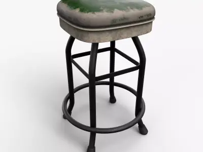 Vintage Bar Stool Game Ready Low-poly 3D model