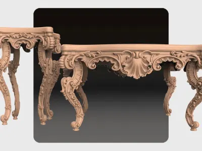 Carved tea table for CNC 04 3D model