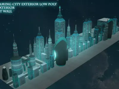 Sci-Fi Gaming City Exterior  Low-poly 3D model
