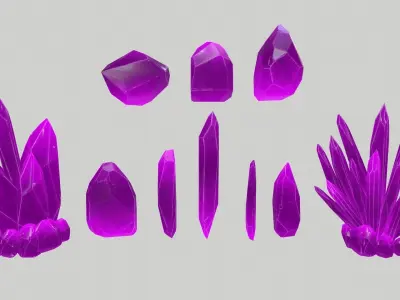 Crystal Set Low-poly 3D model 8