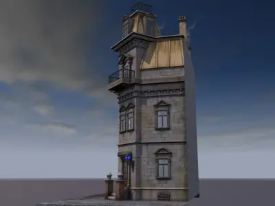 A building with a police station 3D model
