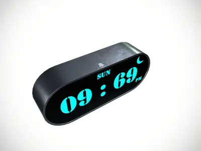 Digital Table Clock  Low-poly 3D model