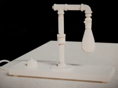 Steampunk Pipe Lamp with LED light bulb 3D model