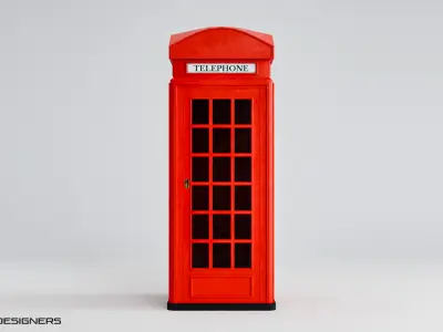 Telephone Booth Low-poly 3D model