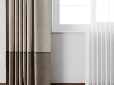 Hadi curtain with Roman curtain rod 11 Low-poly 3D model