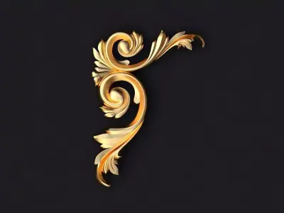 dekor ornate gold letter f 3D model