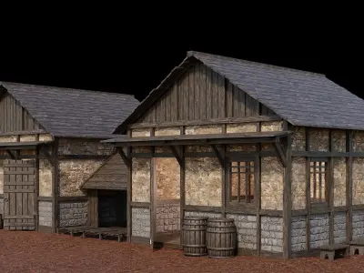 Medieval Village Asset 08 - 4K Textures Game Ready Low-poly 3D model