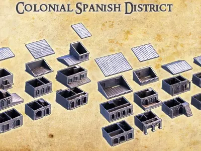Colonial Spanish District Tabletop Terrain 28 mm 3D print model