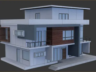 Akya - Big Modern House Low-poly 3D model