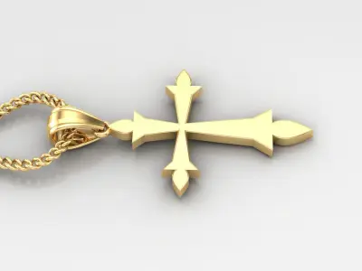 Light Gold 18K Cross Pendant 1CP013 3D print model