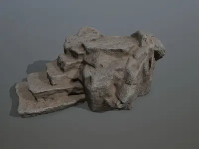 Altar Set stone steps Low-poly 3D model