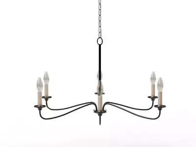 Quinn Wide 6-Light Chandelier - Old Bronze Industrial Modern Low-poly 3D model