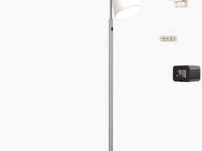 clock table   floor lamp and electric socket 3D model