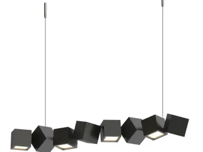 blockchain modern pendant light with cubes hanging from it 3D model